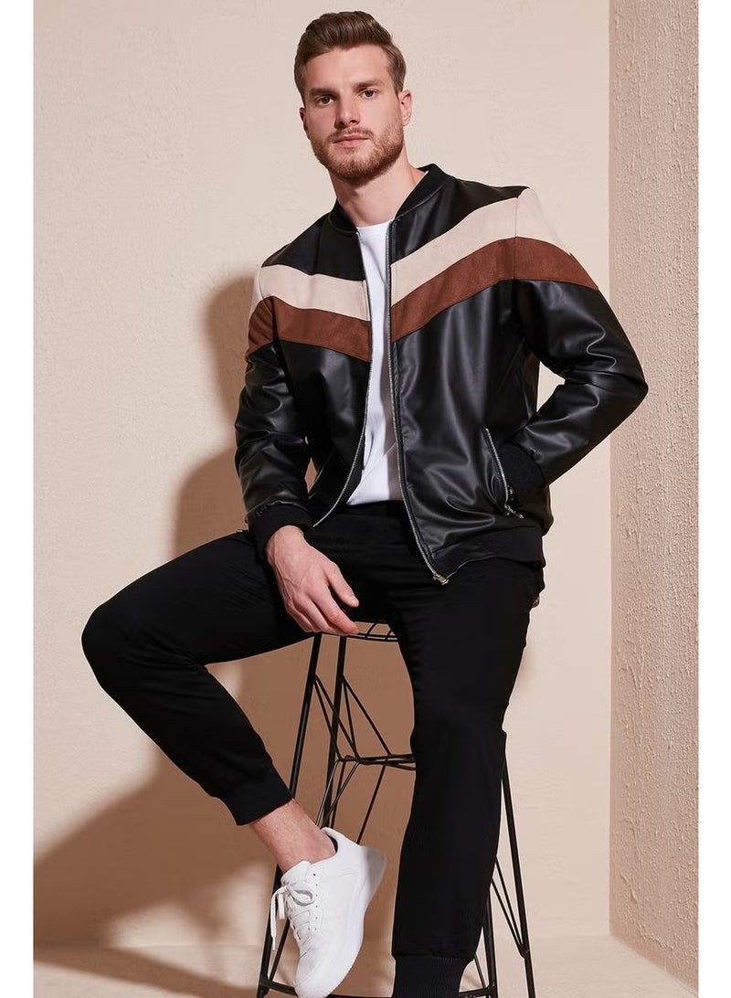 Buratti Slim Fit Color Blocked College Collar Bomber Coat Men's Coat 5718909 - Image 1